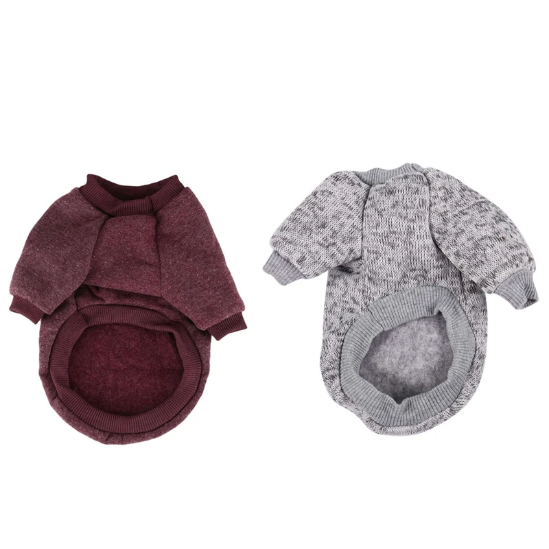 Top-2Pcs, Классическая зимняя теплая одежда для собак, куртка для щенков, кошек, Модный мягкий свитер, одежда для чихуахуа, ёрки, Xs-серый и розово-красный
