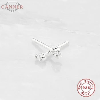 

CANNER 925 Sterling Silver Stud Earrings For Women Zircon Earring Piercing Ins Cartilage Aretes Earings Luxury Jewelry Pendiente