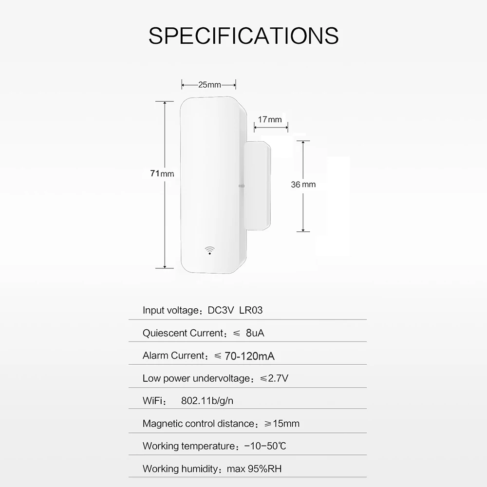 Умный датчик для двери Tuya ZigBee/ Wi Fi детекторы открывания и закрывания дверей
