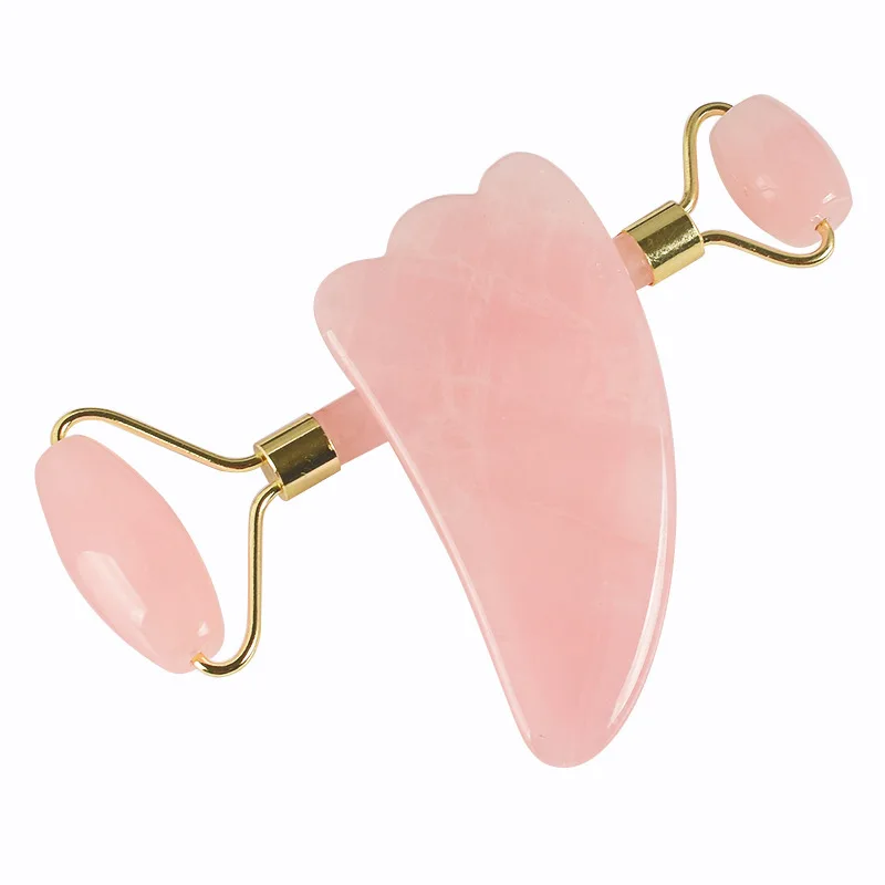 

Rose Quartz Roller Slimming Face Massager Lifting Tool Natural Jade Facial Massage Roller Stone Skin Massage Beauty Care Set Box