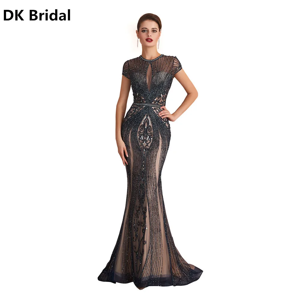 Новое поступление, vestido de festa, темно-синее, шампанское, сексуальное, с вырезами, роскошное длинное формальное платье, с бусинами, длинное очаровательное вечернее платье русалки