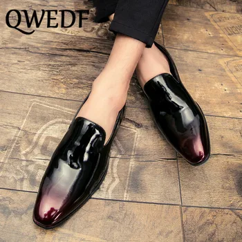 

Men Dress Loafers Retro Elegant Formal Business Brand Men Shoes Italian Style Oxfords Gold Black Comfortable Male Shoes MJ-32