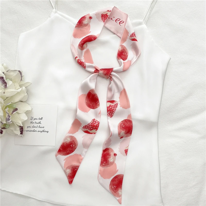 Women Silk Long Hairband Necktie Print Floral Skinny Ribbon Scarf Bag Wrist Bandana Girl Waist Popul 2021 Summer Accessories small hair clips Hair Accessories