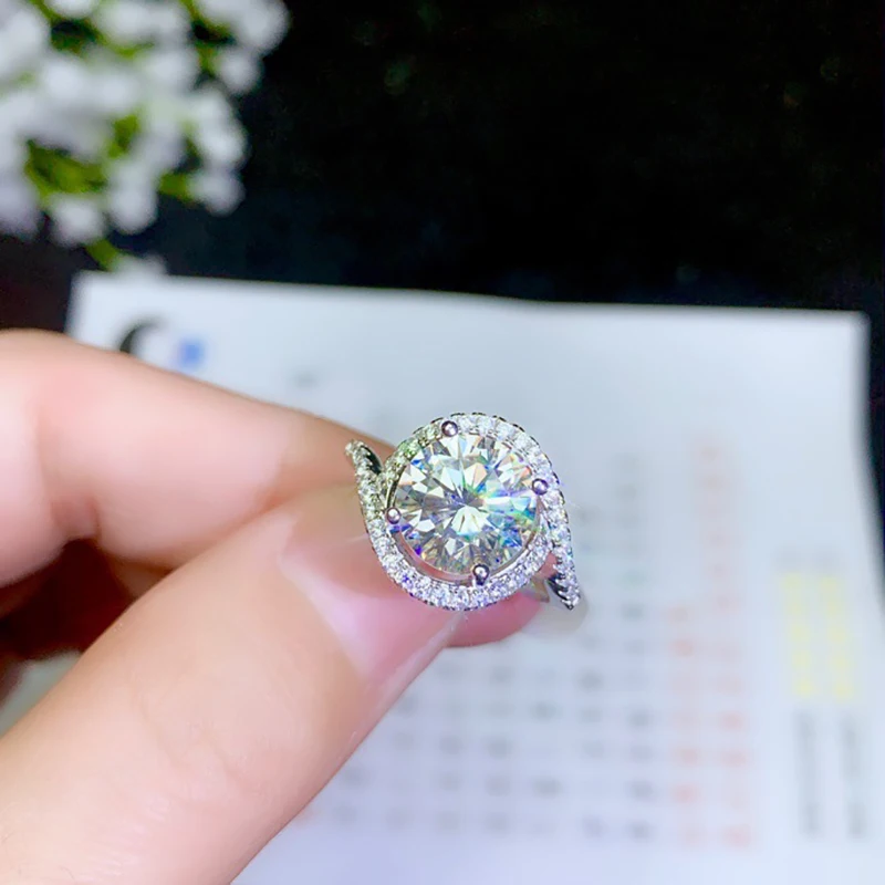 BOEYCJR 925 серебро 0.5ct/1ct/2ct/3ct F цвет Moissanite VVS обручальное свадебное кольцо с бриллиантом с национальным сертификатом для женщин