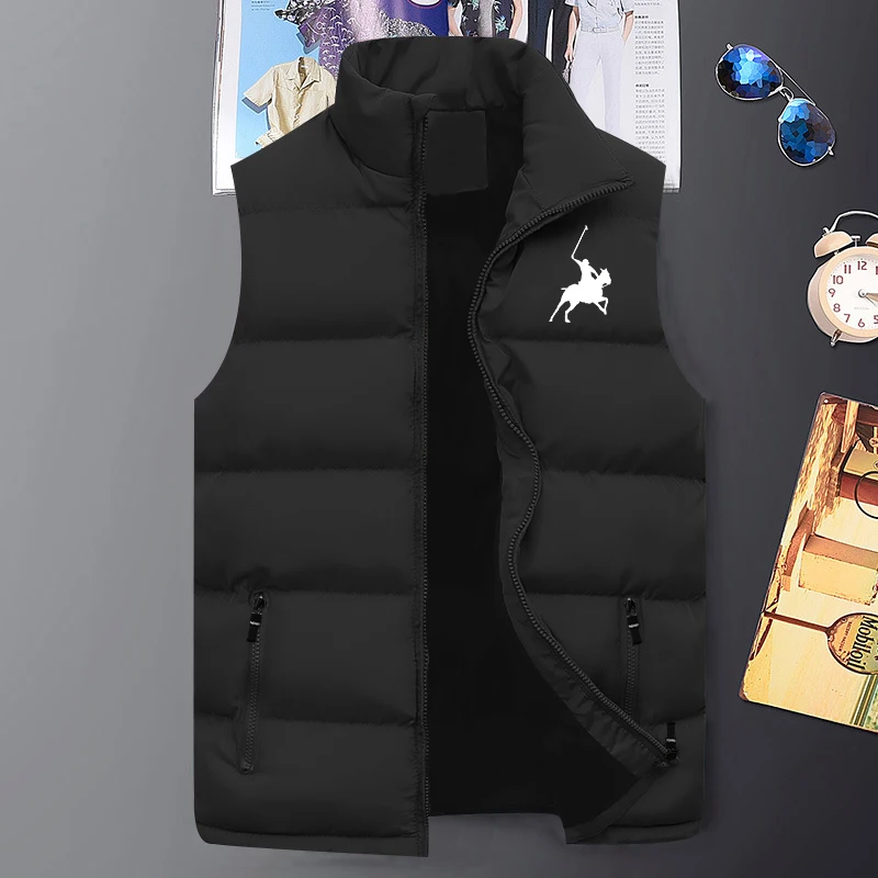 2021 Newest Men's Polo Print Sleeveless Jacket Man Autumn and Winter Warm Windproof Down Vest(4 Colors) M-5XL | Мужская одежда