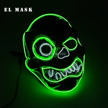 

Mascara Supplies Horror Face EL Wire Mask Neon Light LED Cosplay Mask Novelty Night Glowing Mask For Halloween Events Decor