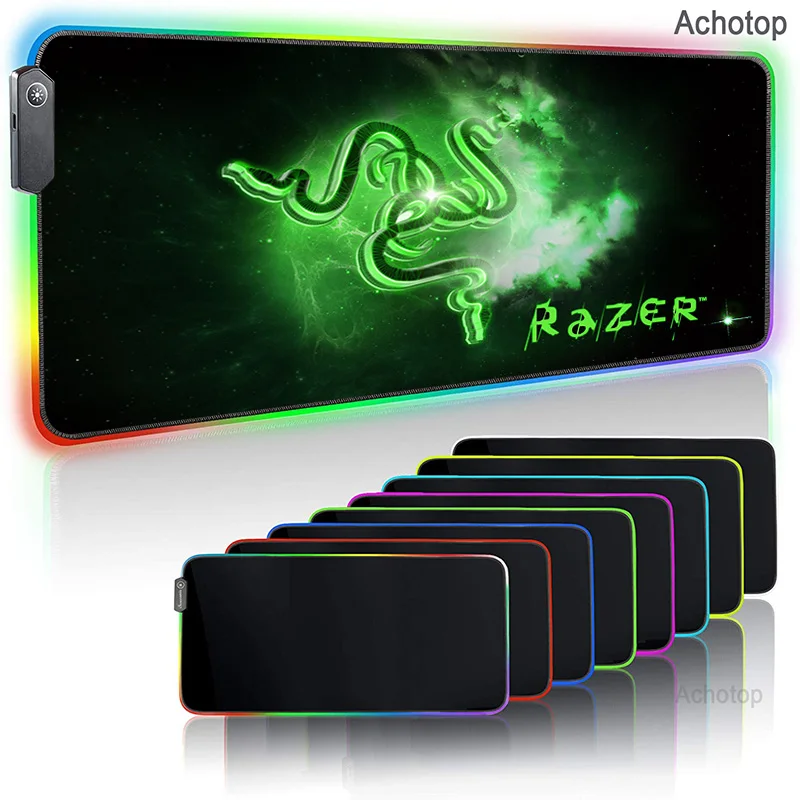 Razer DIY Custom RGB Computer Gaming MousePad XL USB LED Extended Illuminated Keyboard PU Non-Slip Blanket Desk Mat With Backlit