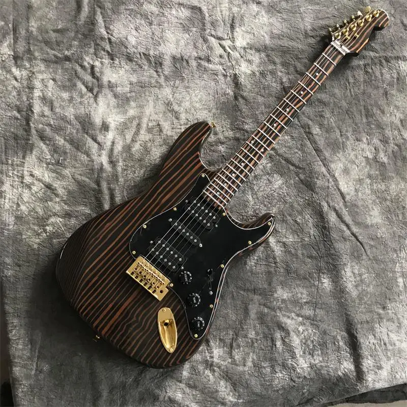 Прямая продажа с завода электрическая гитара zebra wood st золотые аксессуары