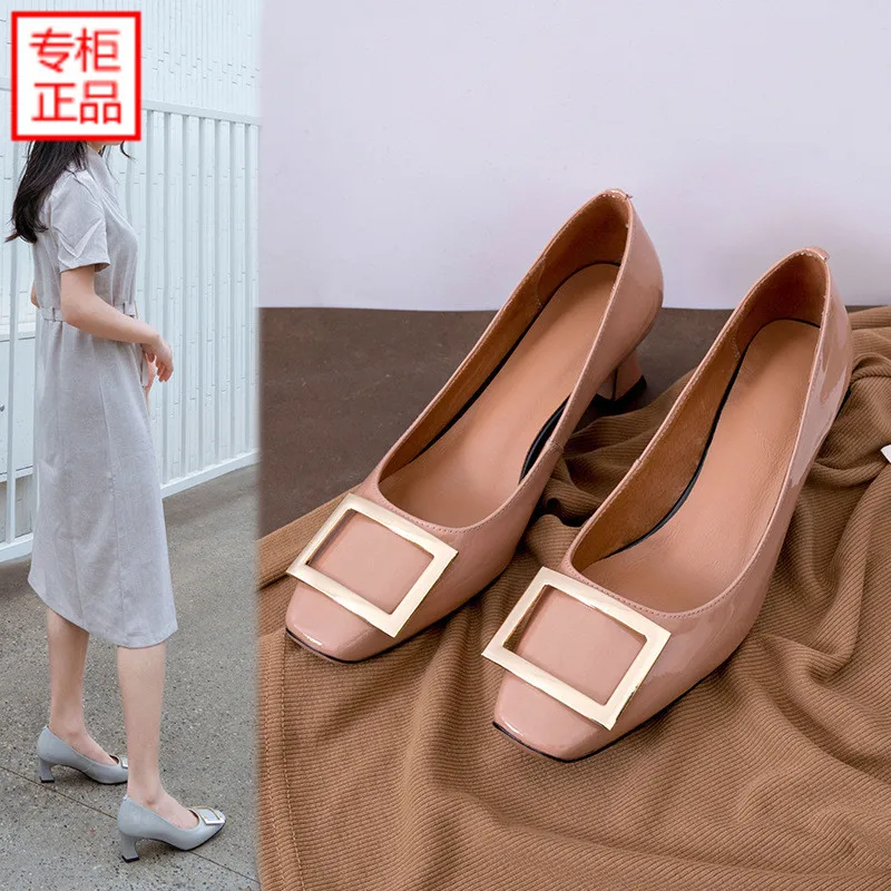 

2019 Spring New Style Shoes Women's Fashion Korean-style Versatile Square Buckle Low-Cut WOMEN'S Shoes Comfortable Soft Bottom S