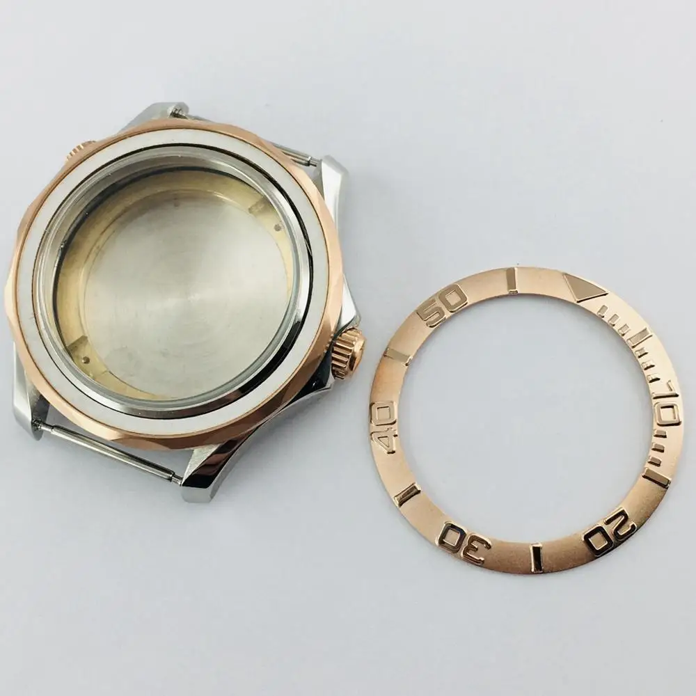 Parnis 41 мм чехол для часов из розового золота с сапфировым стеклом и безелем из нержавеющей стали, подходит для ETA 2836 MIYOTA 8215 821A с автоматическим механизмом