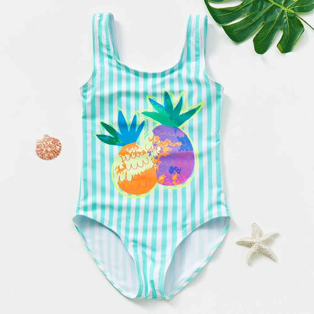 Children Swimsuit 2-11Y Girls One Piece Rainbow print Swimming Outfit Beachwear