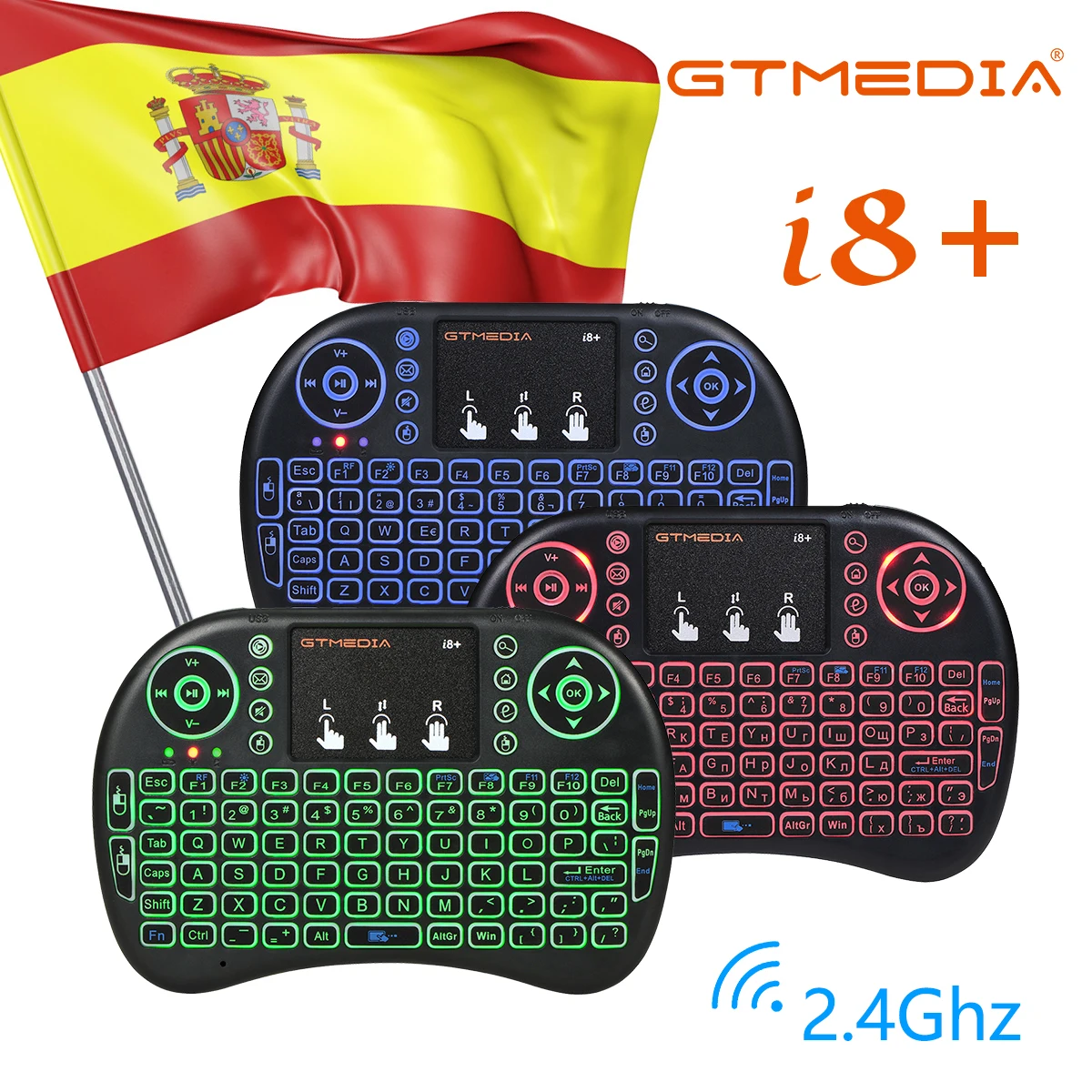 NEW Style GTMEDIA Backlit i8S Mini Wireless Keyboard 2.4G Spainish Air Mouse with Touchpad Remote Control For Android TV Box PC |