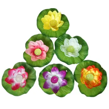 

Silk Artificial Lotus Floating Wishing Lamp Candle Light Lantern Peach Green