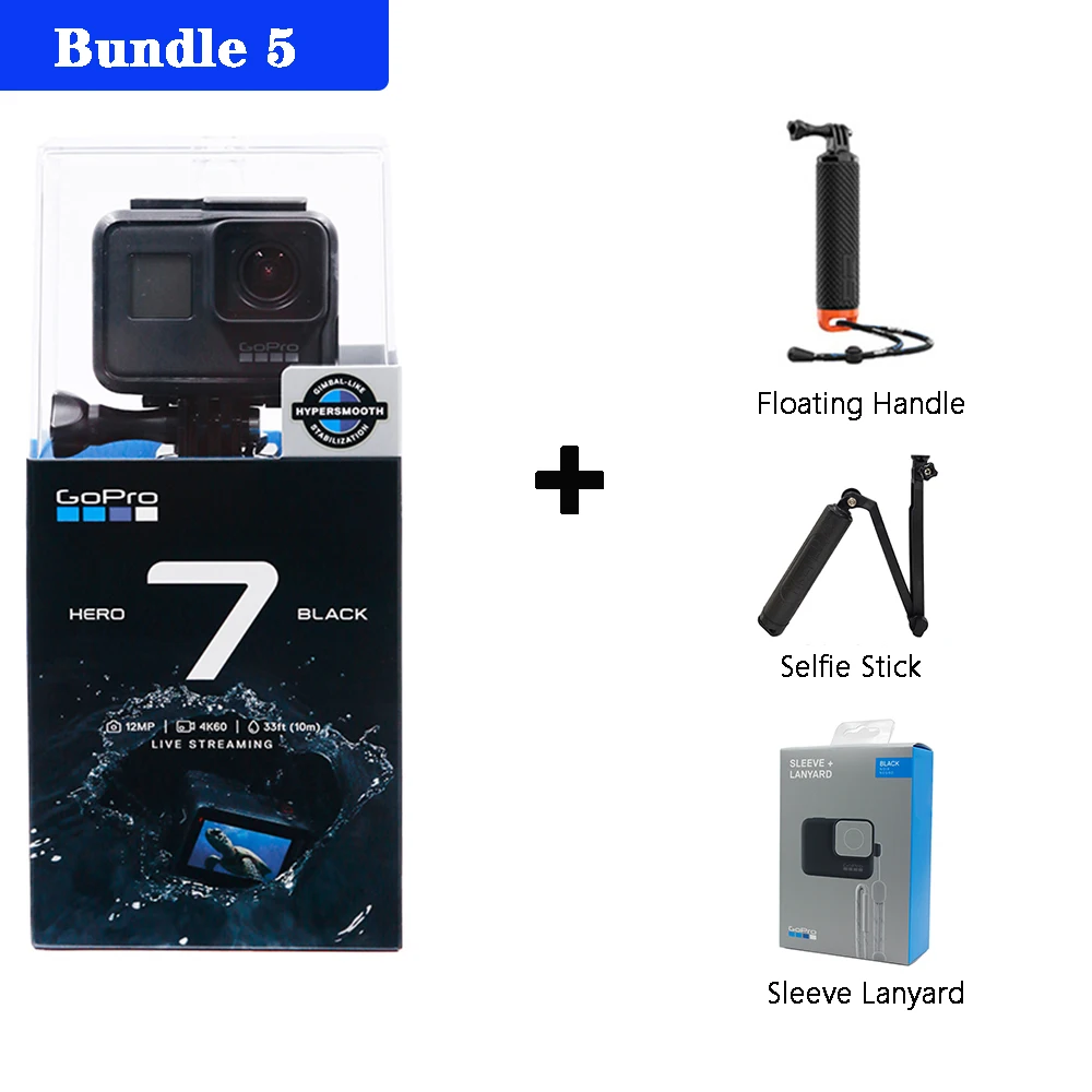 Bundle 5 Gopro HERO 7 черная Экшн-камера водонепроницаемая Спортивная камера для активного отдыха стабилизация видео в реальном времени - Цвет: Bundle 5