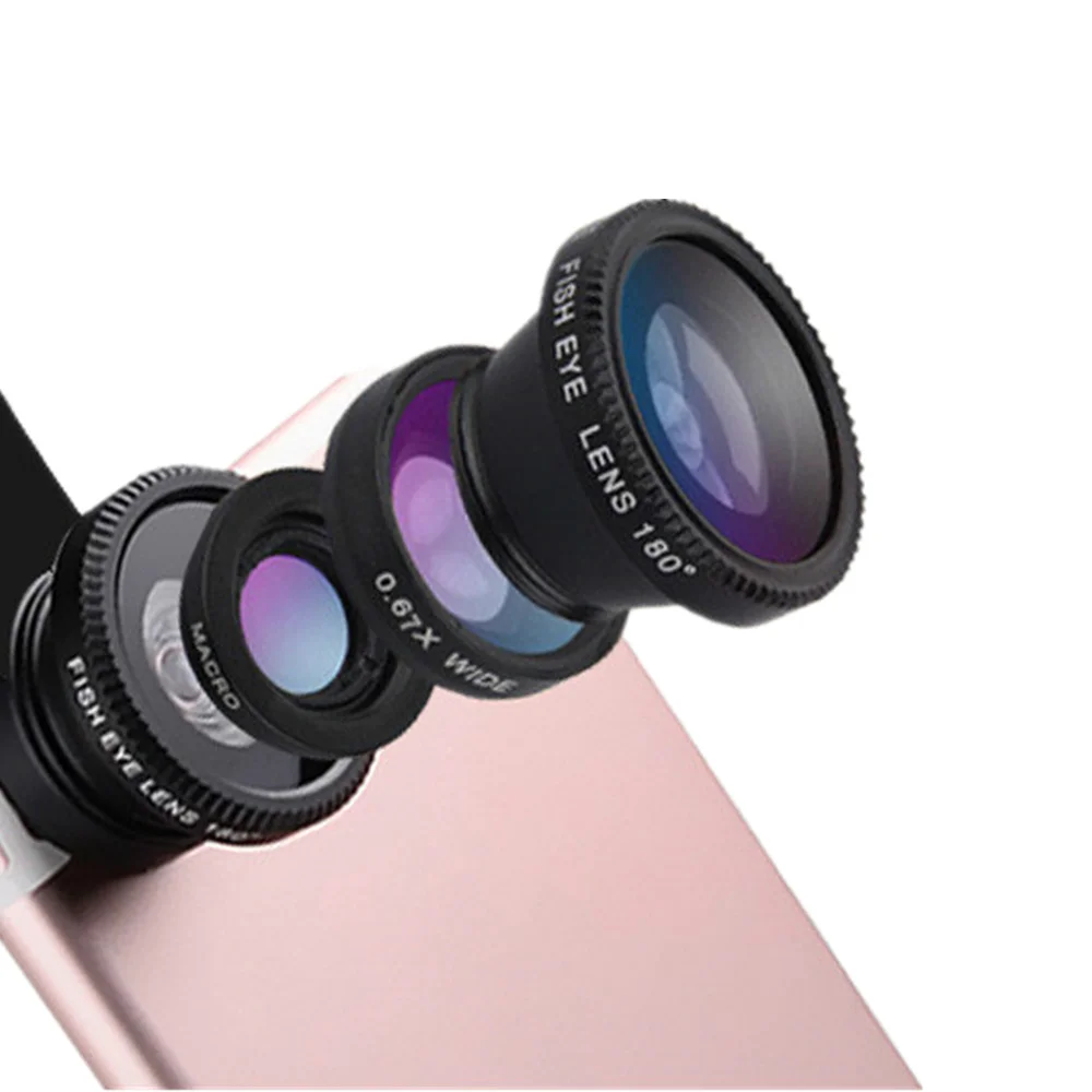 3-in-1 Wide Angle Macro Fisheye Lens Camera Kits Mobile Phone Fish Eye Lenses with Clip 0.67x for 7 8 plus XS MAX X Cell Phones | Мобильные