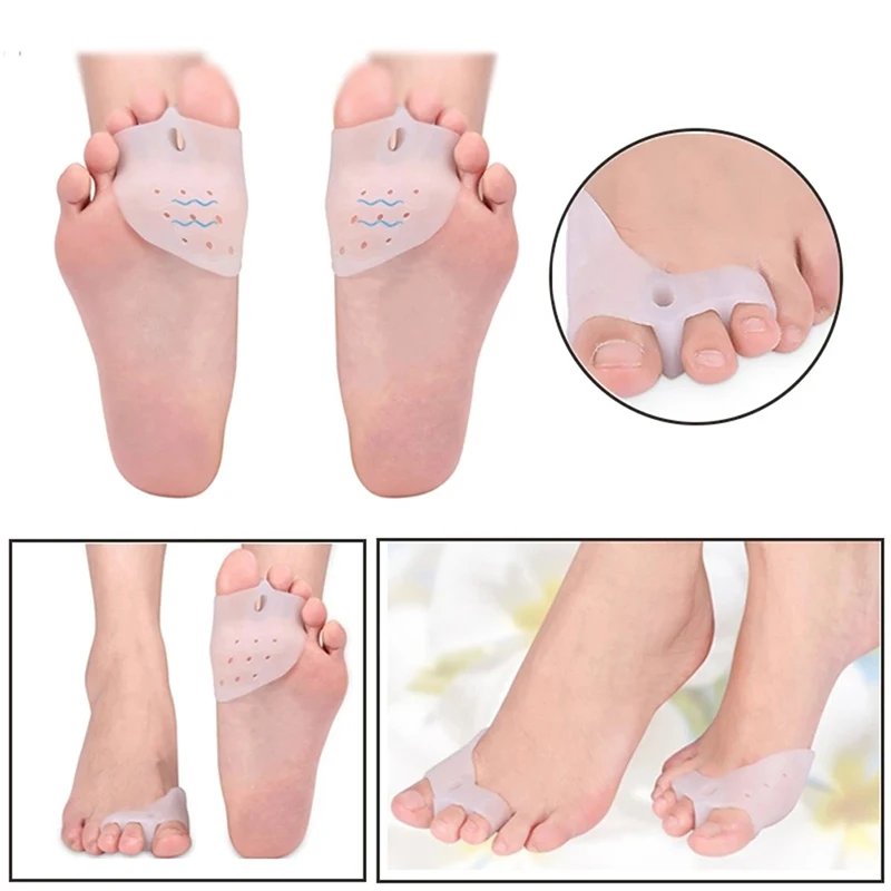 4pcs=2 Pairs Foot Care Tool Toe Spreader Bunion Corrector Toe Separate Adjust Hallux Valgus Straightener Pedicure Gel Protector