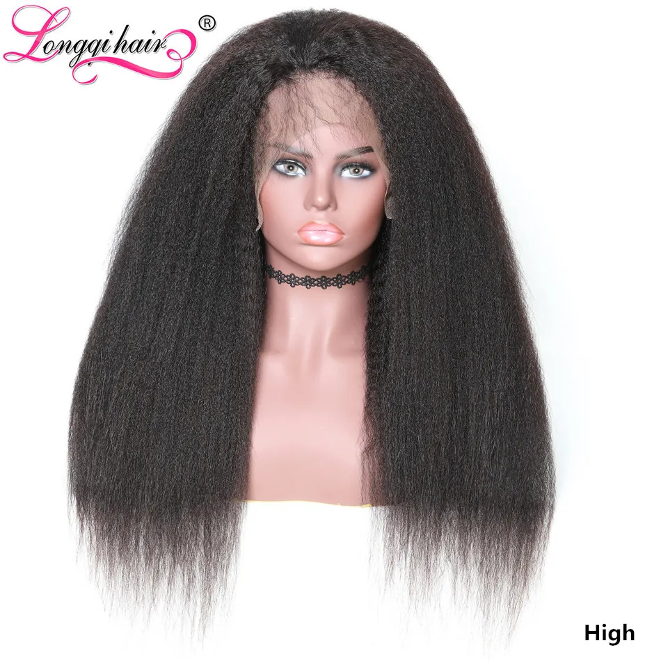 Longqi кудрявый прямой парик высокое соотношение Remy человеческие волосы парики натуральные волосы монгольские 360 кружева фронтальный парик