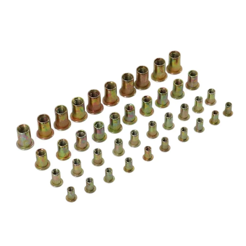 M3 M4 M5 M6 M8 M10 M12 Zinc Plated Carbon Steel Knurled Nuts Rivnut Flat Head Threaded Rivet Insert Nutsert Cap Rivet Nut