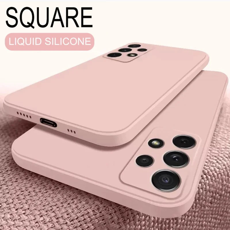 Square Liquid Silicone Case For Samsung Galaxy S21 S20 S10 S9 S8 Plus A52 A72 A51 A71 A31 A50 A50S A21S M31 M51 Note 20 10 Cover | Мобильные