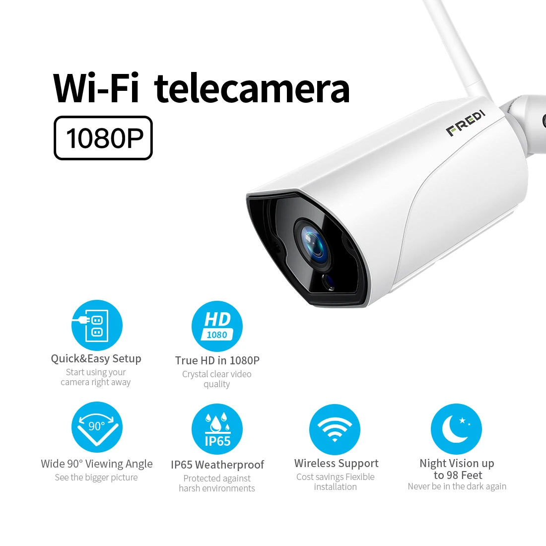 FREDI наружная IP камера WiFi 1080P 2.0MP Беспроводная Проводная CCTV цилиндрическая