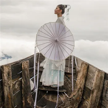 

[Photo props] white bead curtain tassel umbrella finished material package Siyin children with the ancient style Hanfu photo