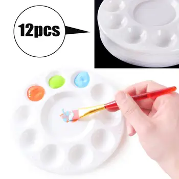 

Circular 11-cell Art Palette 12pcs Circular Palette Water Powder Pigment Palette Multifunctional Color Palette 35P