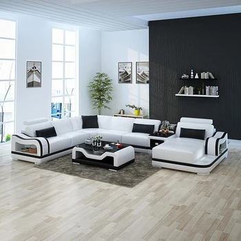

3 Seat Linen Living Room Sofa Set Home Furniture Modern Design Frame Soft Sponge U Shape Home Furniture