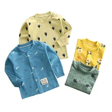 Удобная теплая рубашка для мальчиков и девочек детская одежда теплая осенняя одежда детское хлопковое нижнее белье, футболка