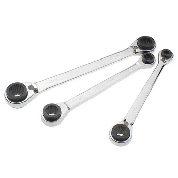 

3PCS Ratchet Wrench Spanner Set Of Keys 72T Ratcheting CRV Steel Full Polish Set Of Reversible Multitool