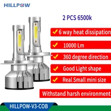 Hillpow светодиодный фар автомобиля лампы H7 светодиодный H7 Авто Передний фонарь H4 H11 H8 HB4 H1 H3 HB3 9006 9007 H13 Авто V3 72W фары для 10000LM s2 6500K