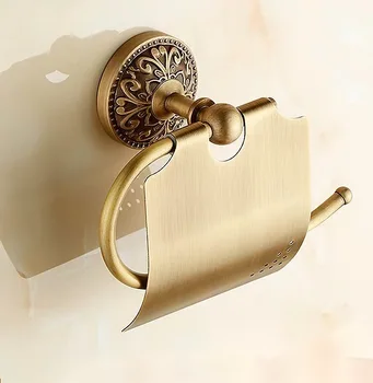 

wall mounted Antique brass toilet roll tissue holder carved copper bathroom toilet paper hangers