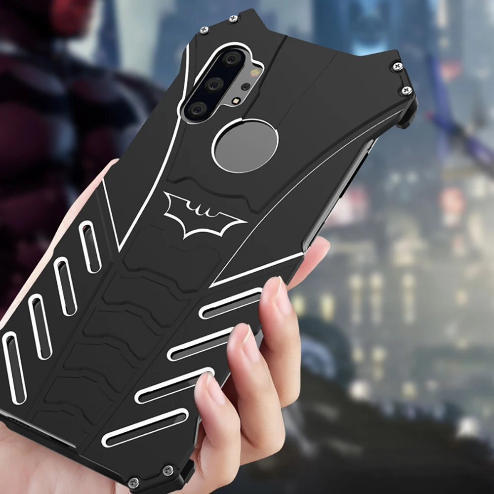 

R-JUST Batman Case for Samsung Note 10 10+ Heavy Duty Armor Metal Aluminum Case For Galaxy Note 10 Plus Shockproof Back Cover