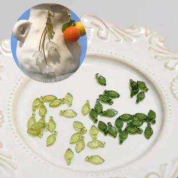 아크릴 녹색 투명 작은 잎 DIY 쥬얼리 귀걸이 팔찌 액세서리 재료 플라스틱 비즈, 100 개