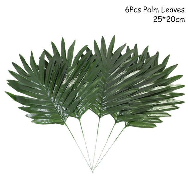 Hawaiian Party Decorations Palm Leaves Bunting Banner Luau Flamingo Summer Tropical Party Decoration Jungle Safari Party Ballons 6pcs large leaves