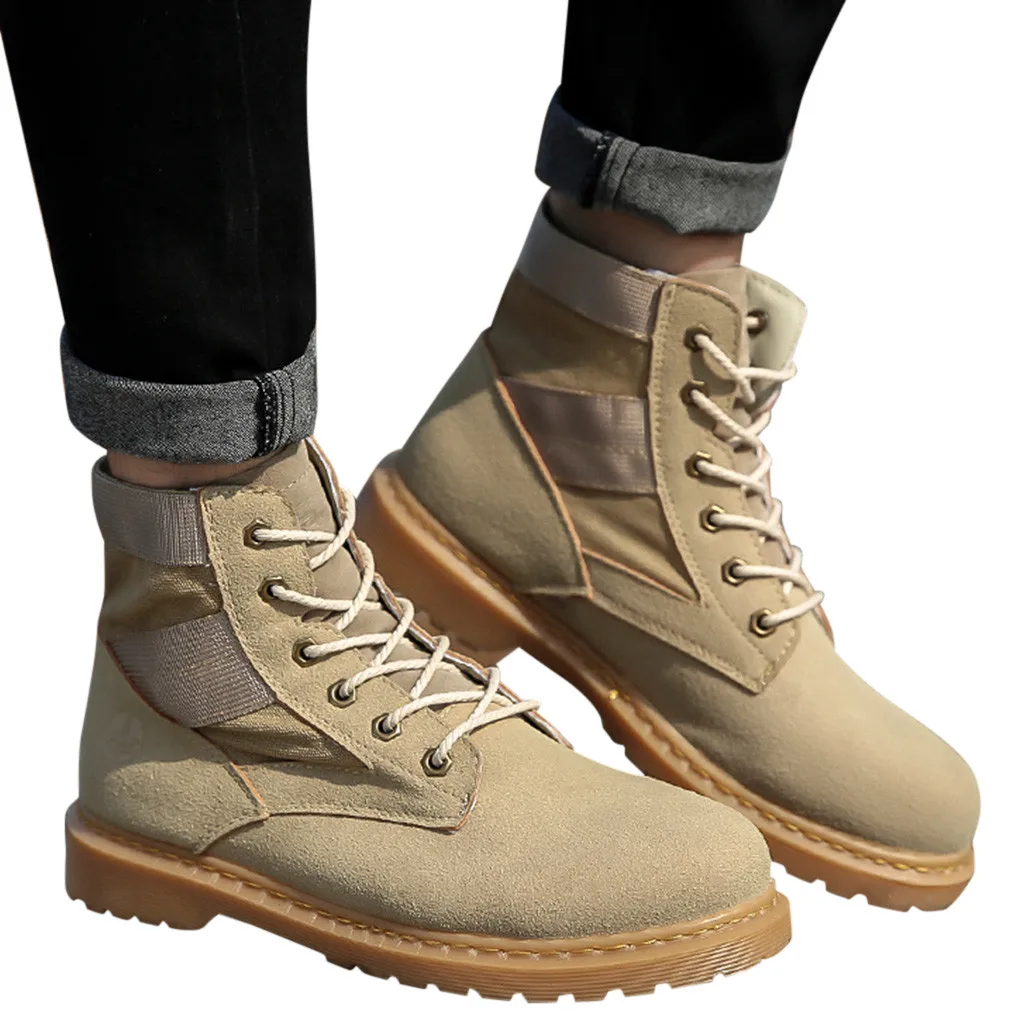 New Cheap Mens Boots Fashion Casual Desert Boots Men's Fashion Round Head Scrub Personality High Boots With Tooling Boots