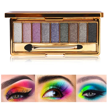 

High Pigmented Eyeshadow Palette Matte + Shimmer 9 Colors Makeup Natural Bronze Neutral Smokey Blendable Waterproof