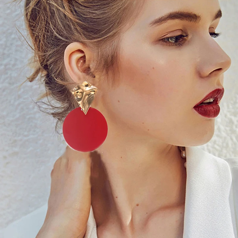 Fashion Earrings for Women Metal Single Drop Dangle Earrings Vintage Statement Round Geometric dangle earrings drop earrings