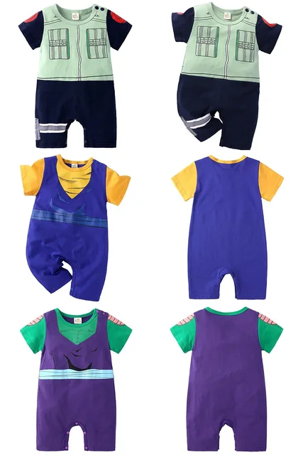 10 Cores Bebê Meninos Jumpsuits Bebê Meninas Roupas Manga Curta Kakarot  Akatsuki Romper 100% Algodão Crianças Crianças Infantil Roupas A18 De  $43,02