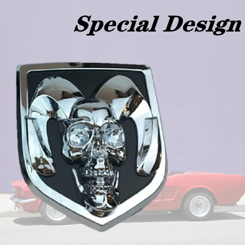 

Tik Tok Car Styling 3D Metal Car Stickers Head Grill Tailgate Ram Head Emblem Badge Sticker For Dodge Ram 1500 Auto Accessories