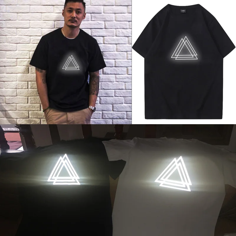 TOPESKO человек моды отражают светильник футболка светоотражающие хлoпoк крyглый