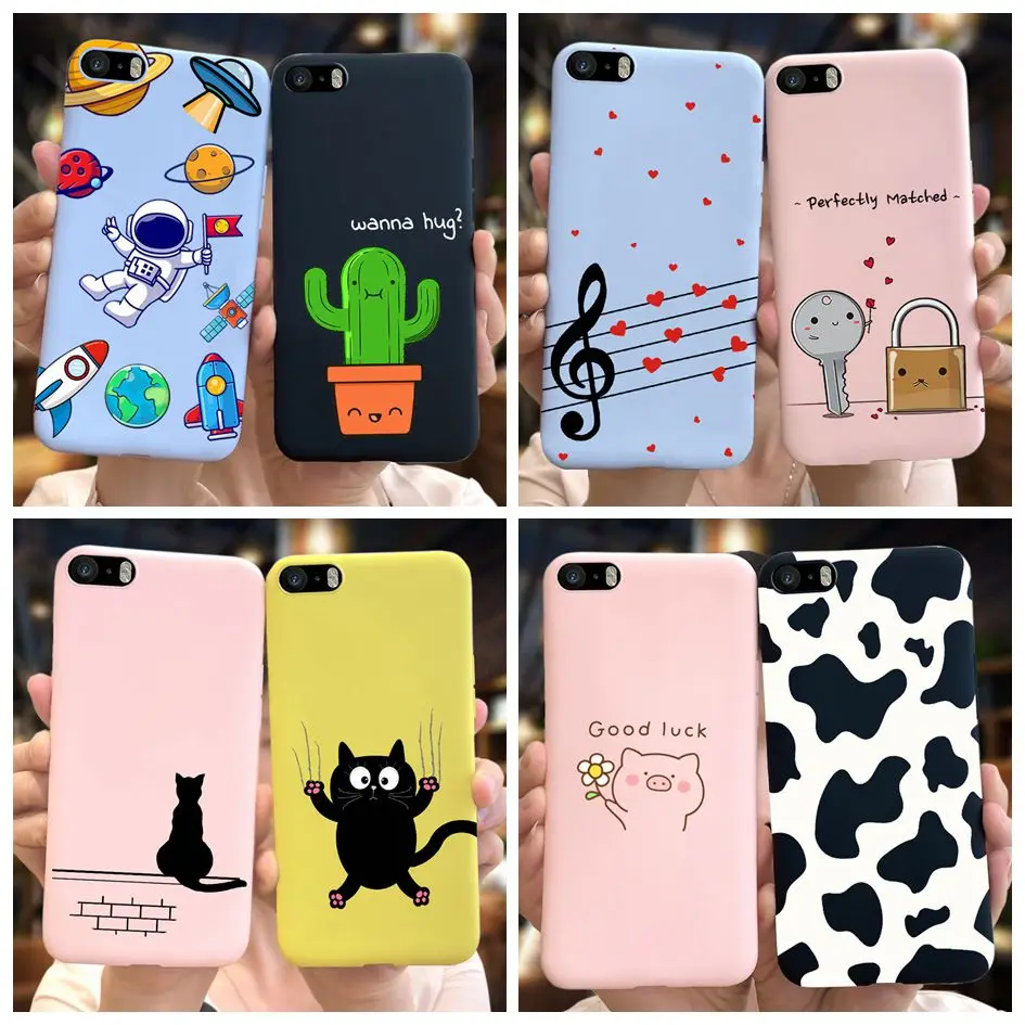 Per Iphone 5S Se 5 Custodia Cover Silicone Morbido Tpu Paraurti Cactus Dipinto Simpatico Animale Custodia Per Telefono Per Iphone 5 Iphone5 5S Custodi