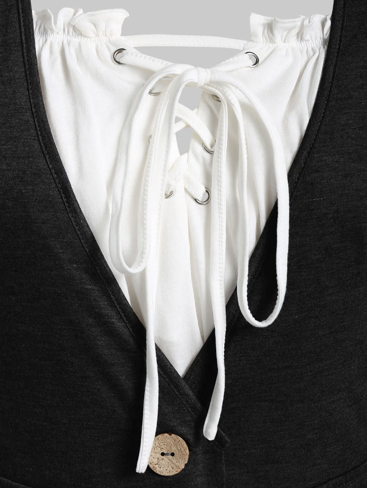 ROSEGAL размера плюс блузка с открытыми плечами и многослойная майка с глубоким вырезом, комплект с оборками, кружевная длинная рубашка, топ с коротким рукавом из двух частей