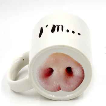 

1pc Mug Cup Pig Nose Pattern Porcelain 301 to 400ml Creative Funny Water Cup Gift Tea Cup for Drinks Coffee Tea