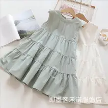 Одежда для девочек, весна-лето, детские платья-майки, хлопковое кружевное платье для крупных девочек, милая одежда для маленьких девочек