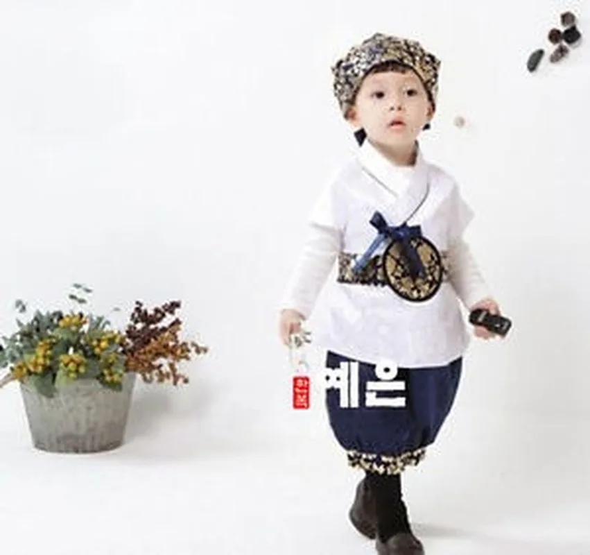  2019 Cute Top Sale Korean Traditional Hanbok for Baby Boy Birthday Party Korean National Kid Dolbok