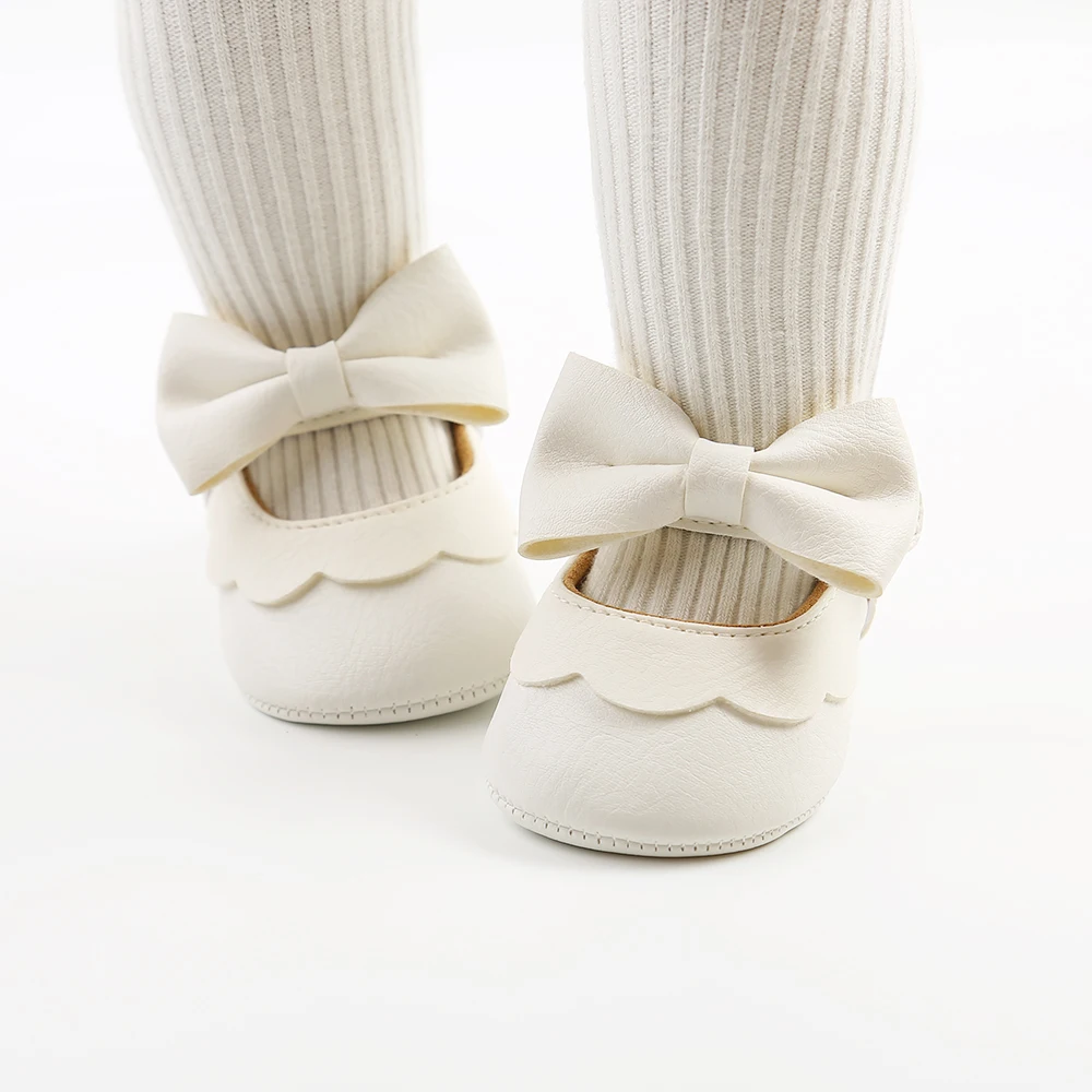 FOCUSNORM 4 Colors Newborn Baby Girls Boys Crib Shoes 0-18M Solid Bowknot Soft Sole Shoes