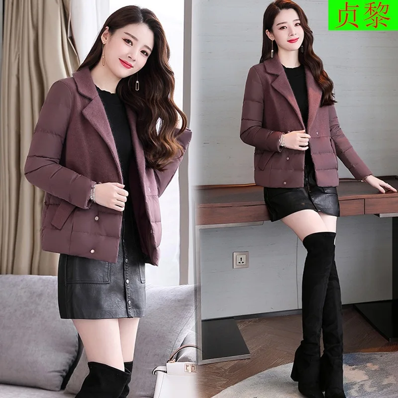 

Cotton Coat Women's Short 2018 Winter New Style Korean-style Woolen Joint down Coat INS Short-height Cotton Overcoat Fashion