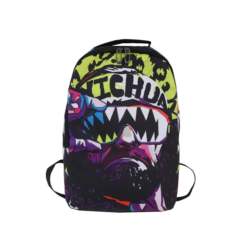 Cool uncle Индивидуальность бренд tide двойной плечо женская мода холст креативный печать ha Xi Рюкзак Студенческая сумка женская - Цвет: Cool uncle
