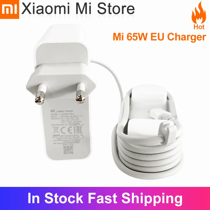 Original Xiaomi Mi 45W 65W EU Laptop Charger Type-C Port USB-C Output Rate Socket Power adapter for note 9S | Электроника
