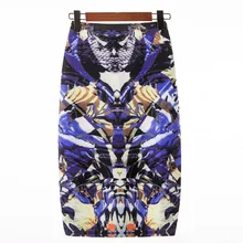 Европейские и американские женские юбки с цифровой печатью, женские юбки с высокой талией до колена, повседневная сексуальная Рабочая Юбка